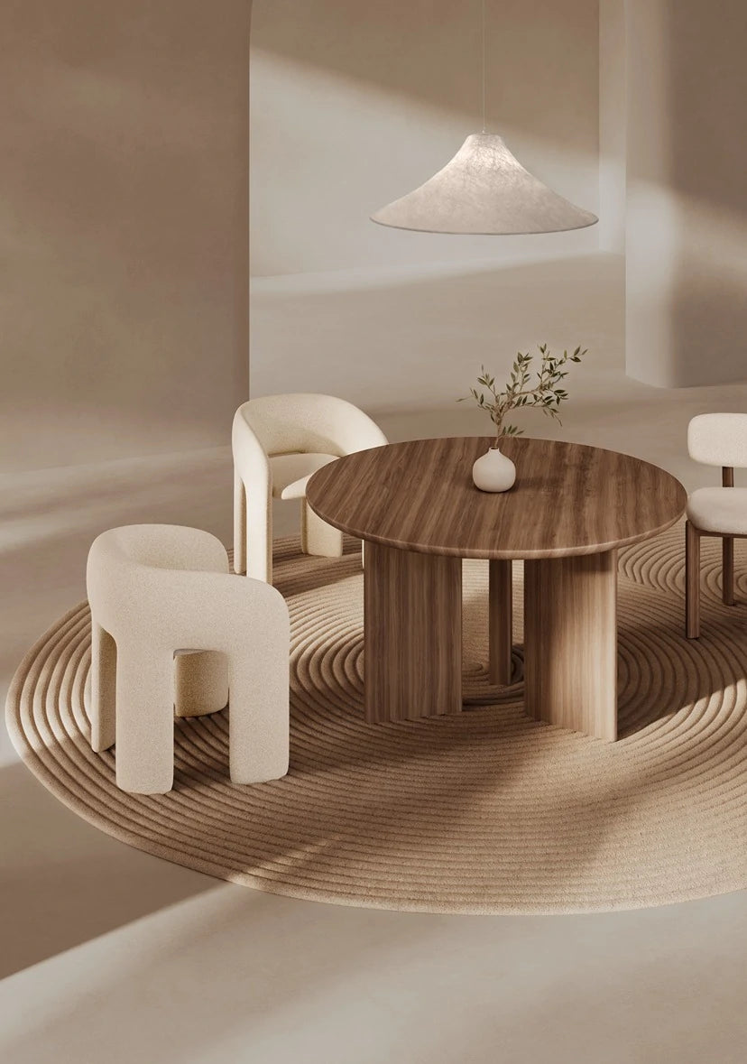 Zen Round Dining Table in Natural Oak or Walnut Wood