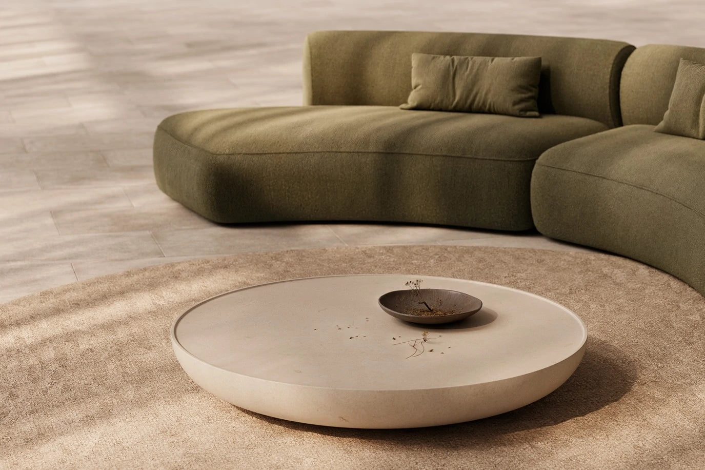 Low Rin Round Microcement Coffee Table
