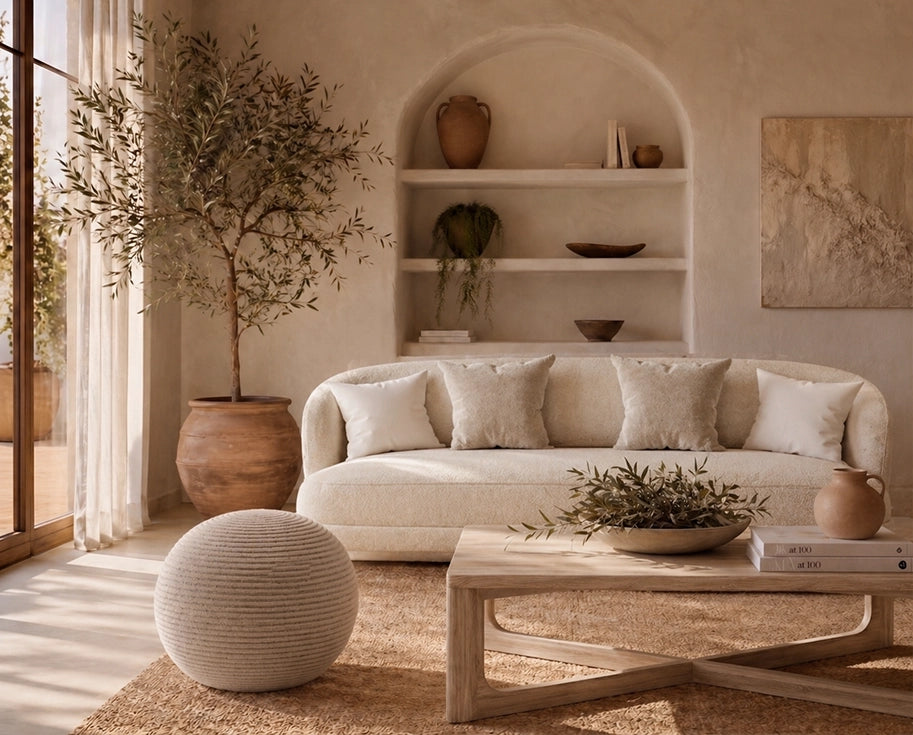 Puf Knit de lana marrón tejida