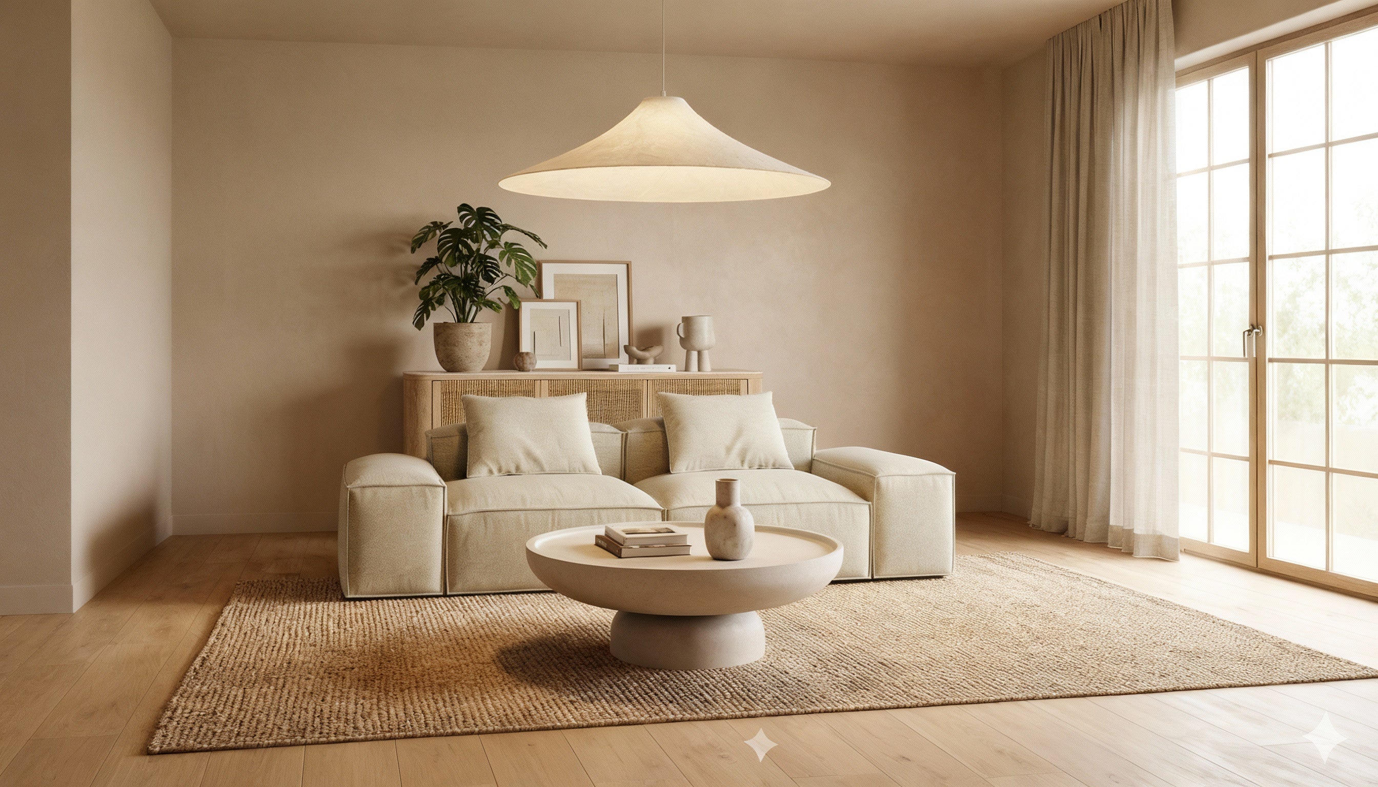 Buffet Ivy en différentes finitions de bois avec un plateau en marbre travertin