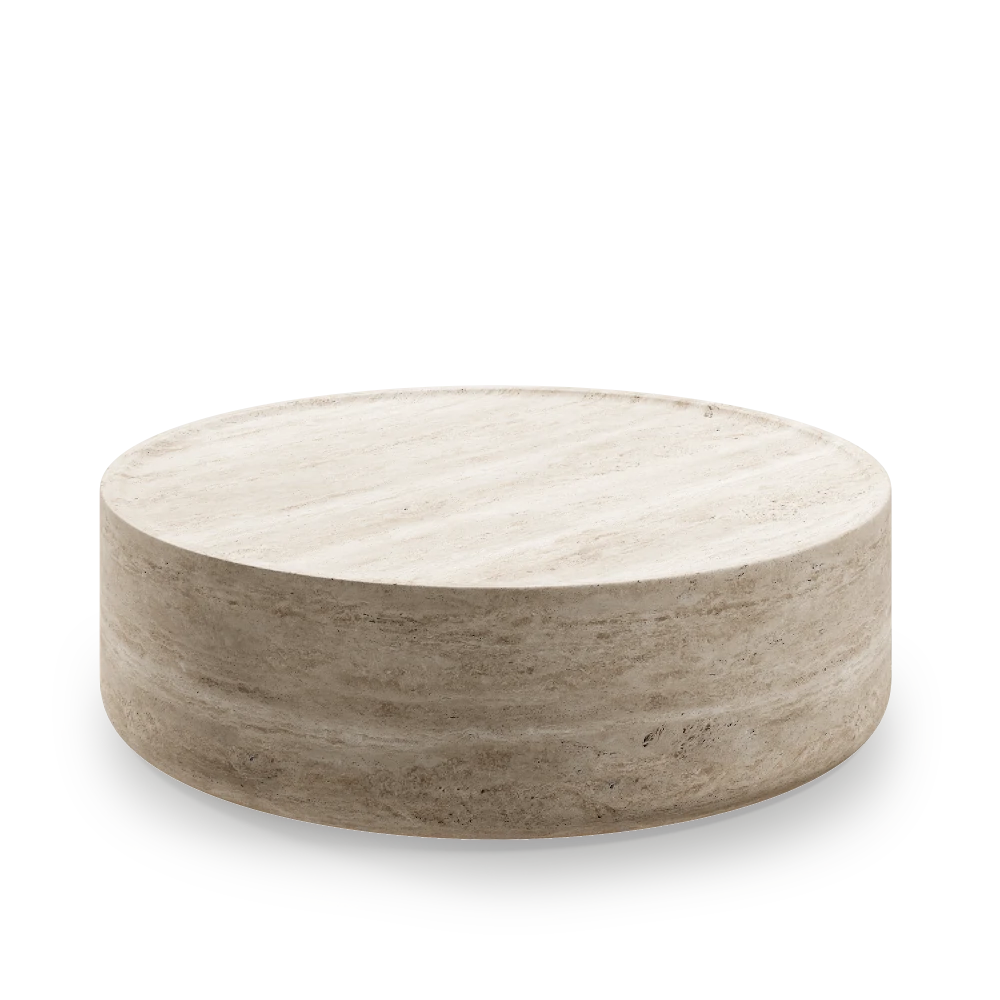 Round Coffee Table with Tivoli Traventino Marble
