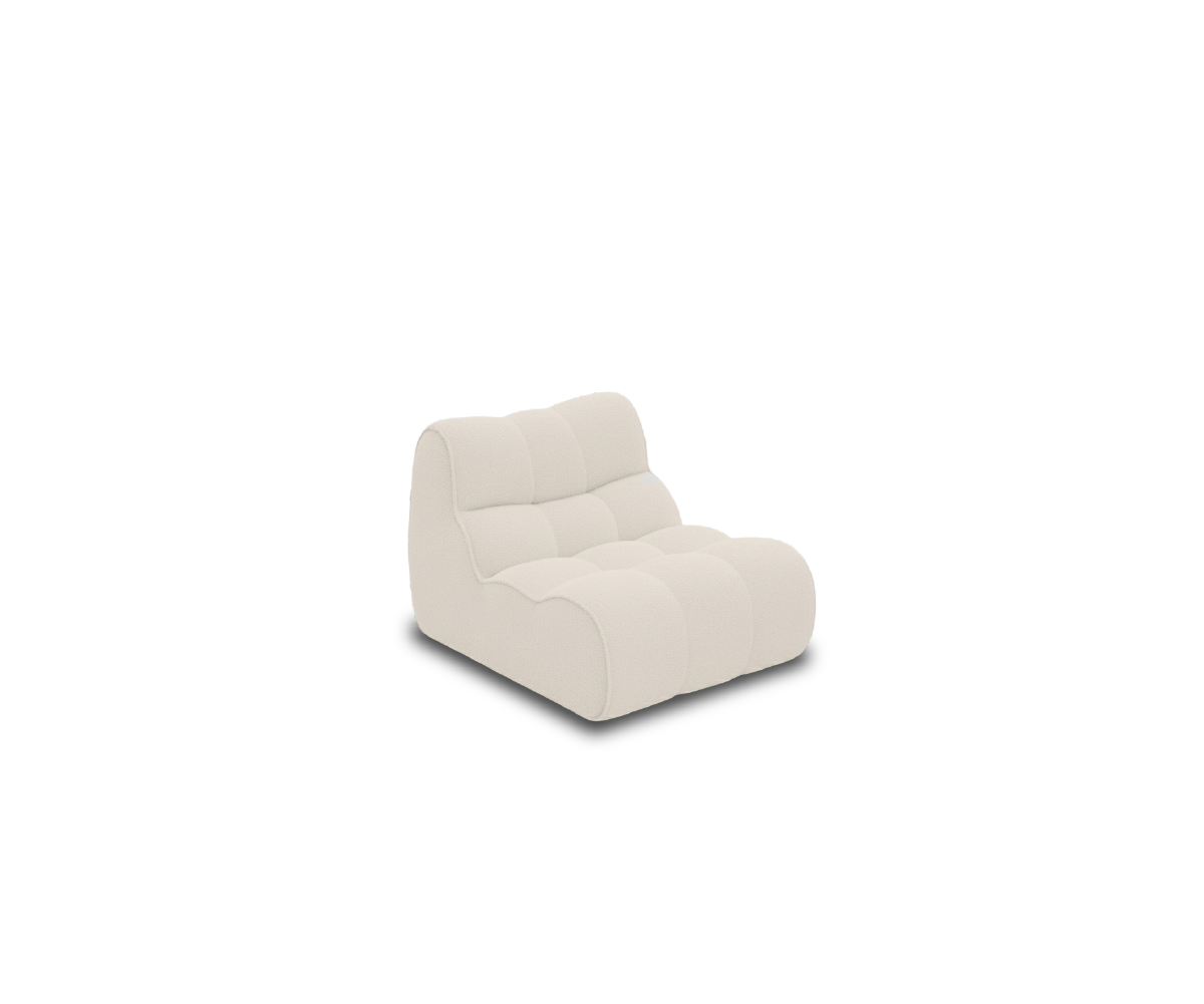 Nude armchair upholstered in white, 65 cm