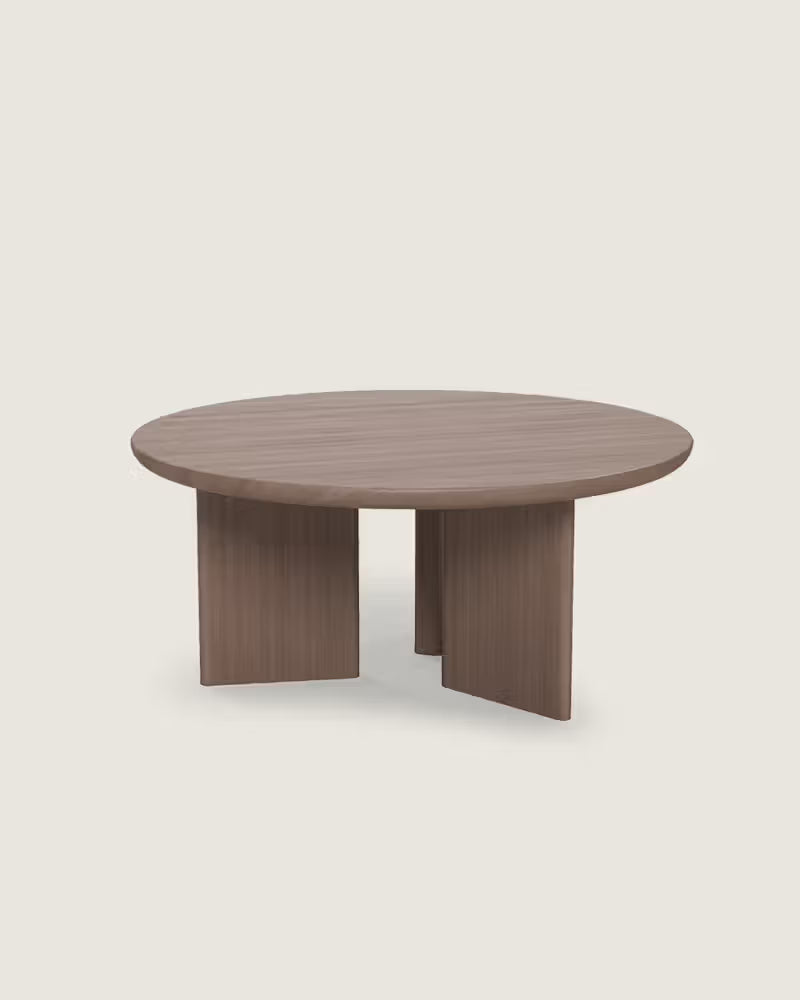 mesa centro salón comedor redonda madera calidad premium mediana nogal Zen