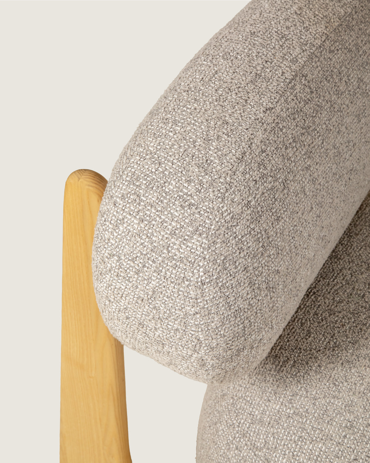 Mare armchair in ash with dolmen creme and dolmen ceniza upholstery