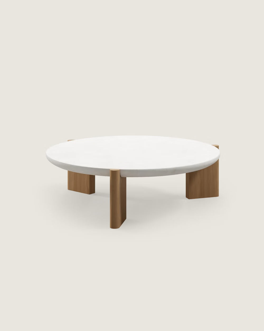 Mesa centro redonda madera y microcemento liquido calidad premium mediana roble Nora