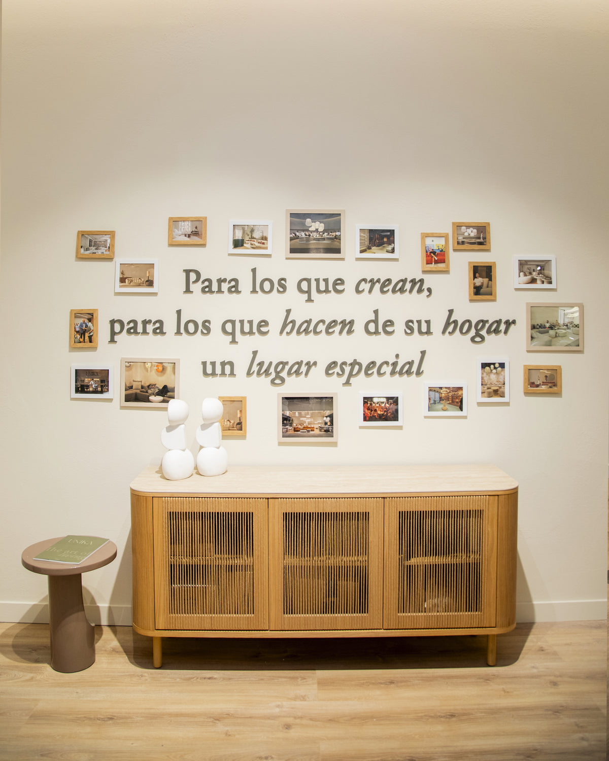 Ivy sideboard in different wood finishes with a travertine marble top