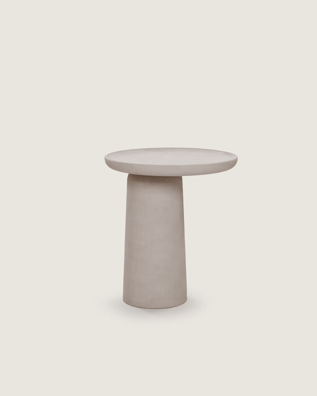 Mesa auxiliar salón comedor redonda microcemento calidad premium pequeña gris Cala