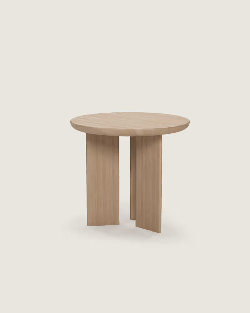 Mesa auxiliar salón comedor redonda madera calidad premium pequeña roble Zen