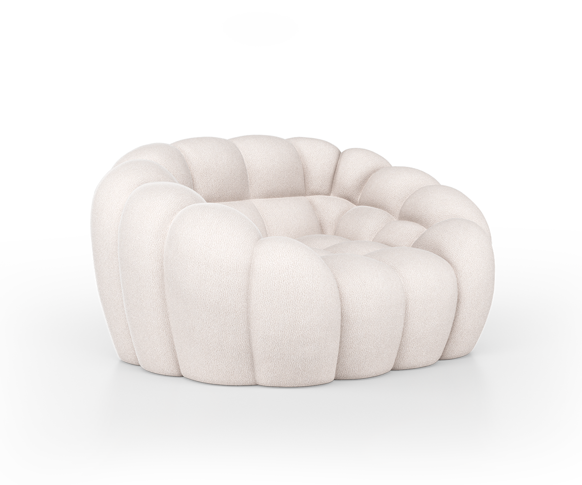 Sillón Miami tapizado en Marea Creme 135 cm