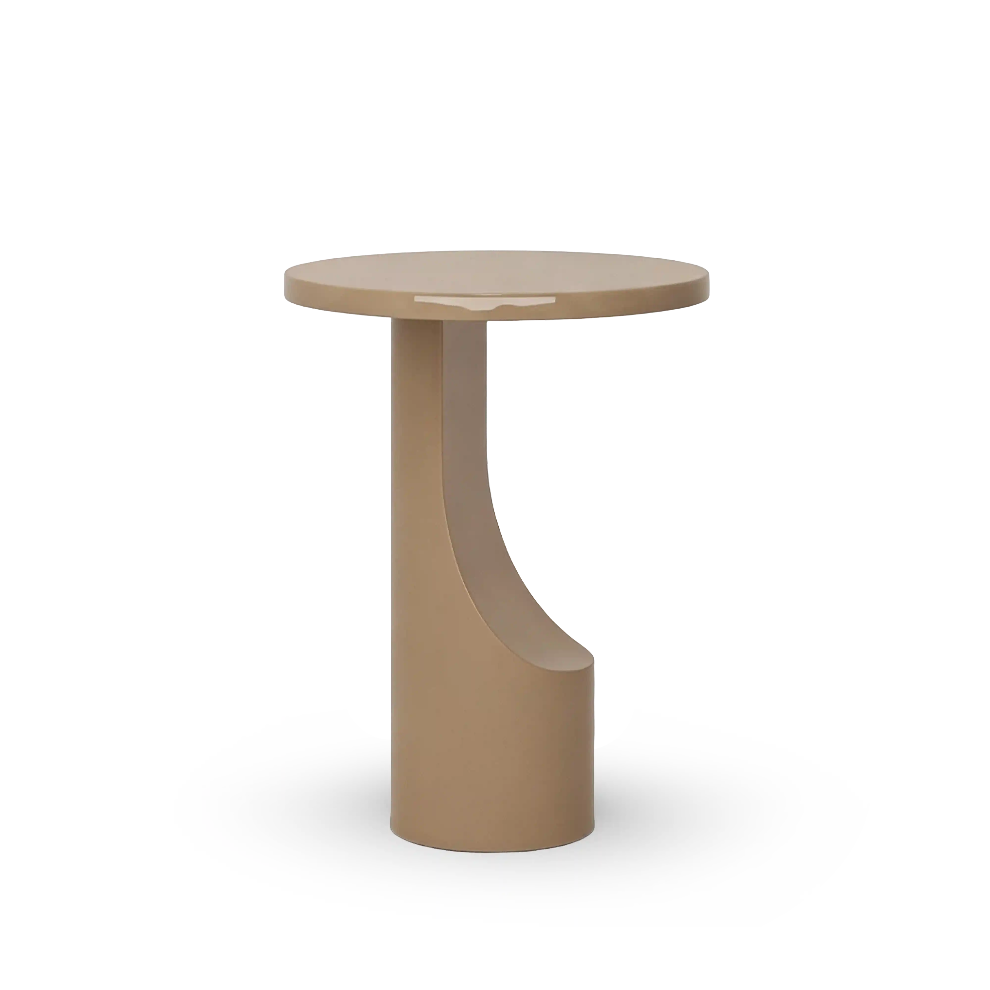 Mesa Alia auxiliar redonda de microcemento Beige