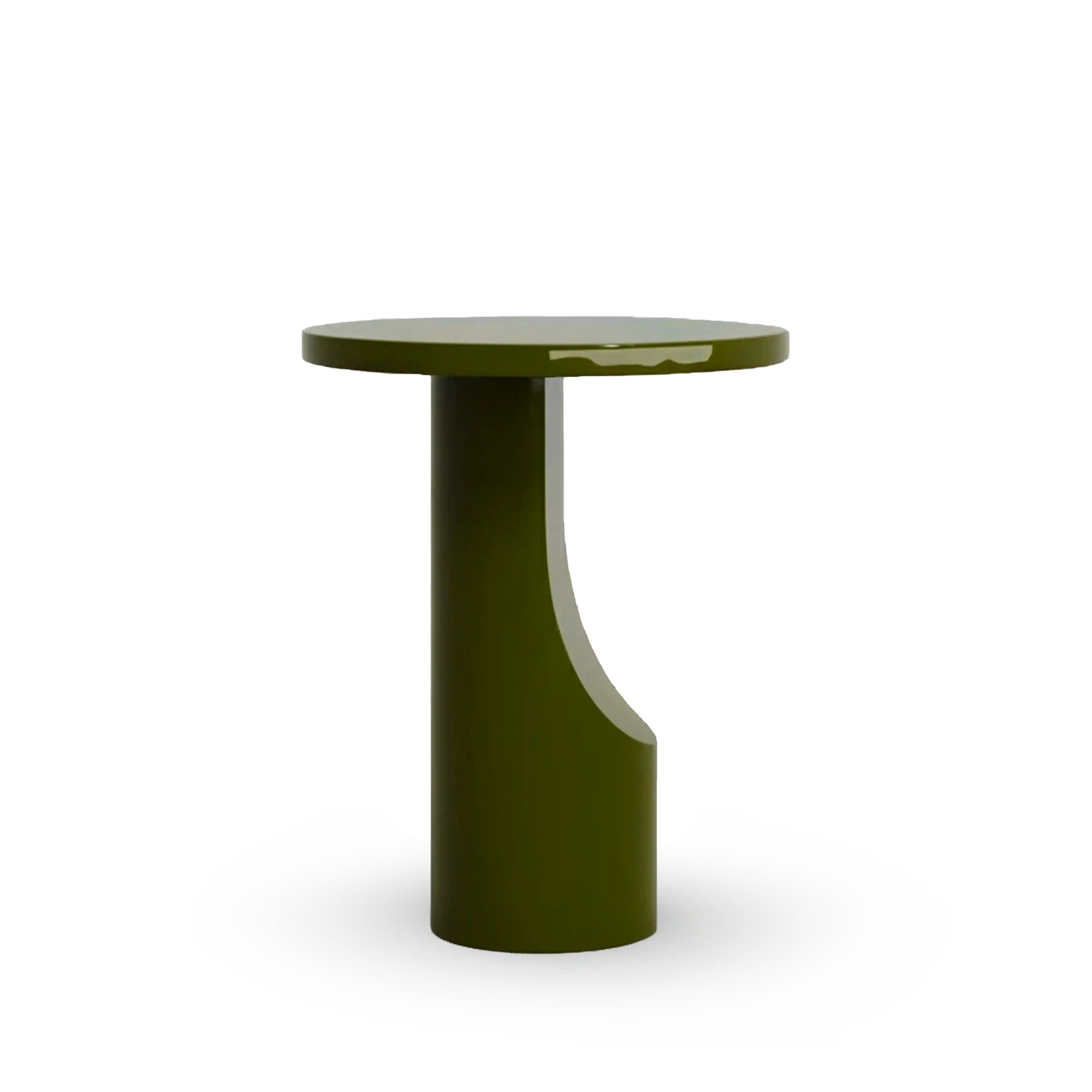 Mesa Alia auxiliar redonda de microcemento verde