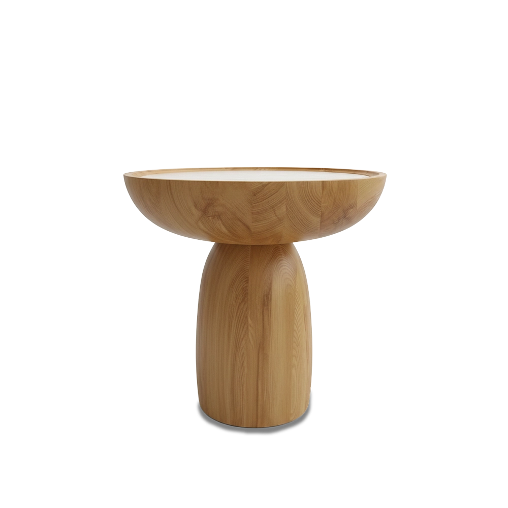 Mesa Ria auxiliar redonda de madera y mármol