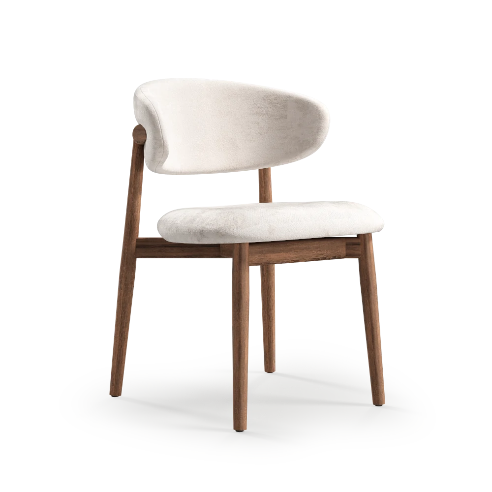 Silla Selen en nogal con tapicería eos creme