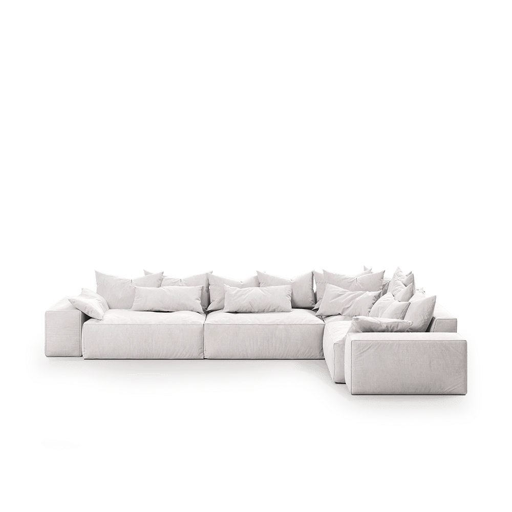 Sofá Milos rinconero con tapicería personalizada 343 x 243 cm