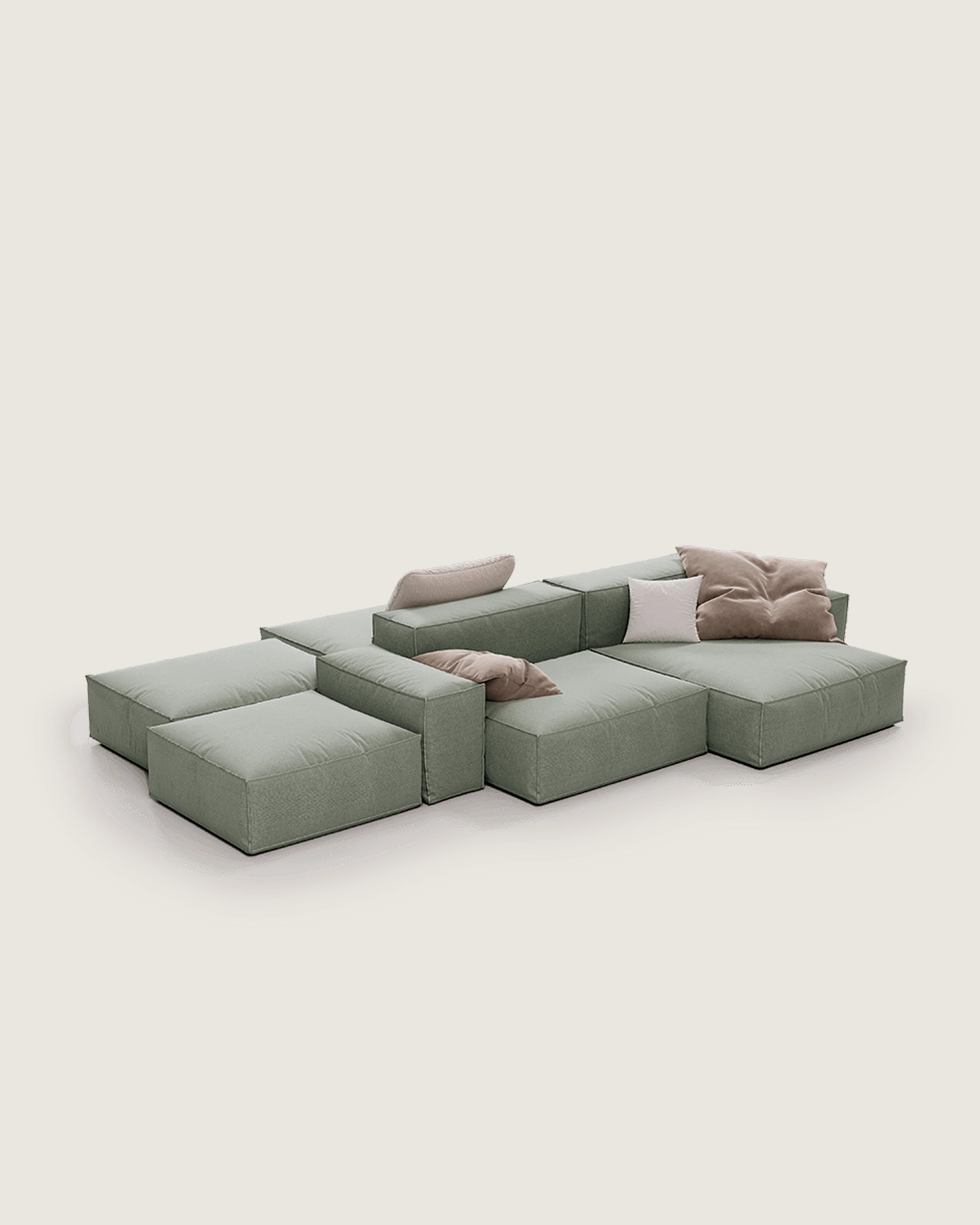 Sofá modular Tokio en composición de isla
