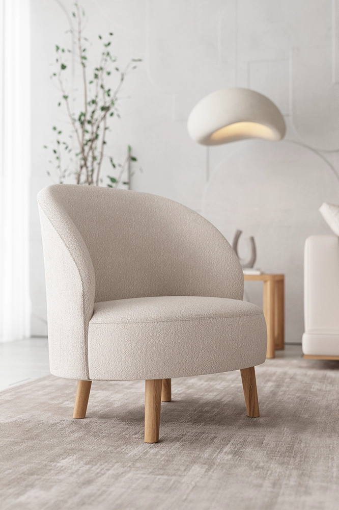 Eva upholstered armchair for living room or bedroom, solid ash wood, dark gray, designer, handmade