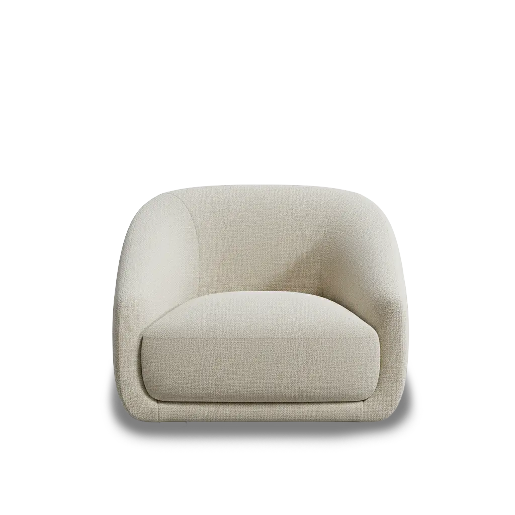 Serene and comfortable presence: Boss embraces the posture and tidies the space with a clean gesture.