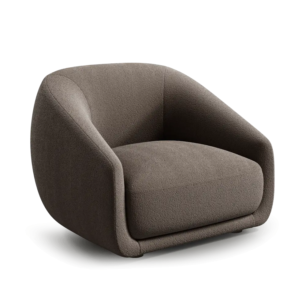 Serene and comfortable presence: Boss embraces the posture and tidies the space with a clean gesture.