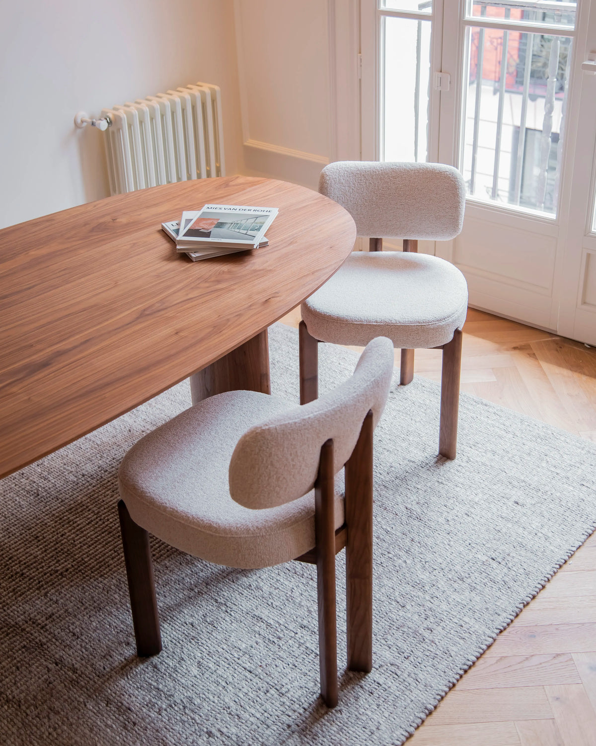Brisa dining table in different wood finishes 230 x 105 x 75