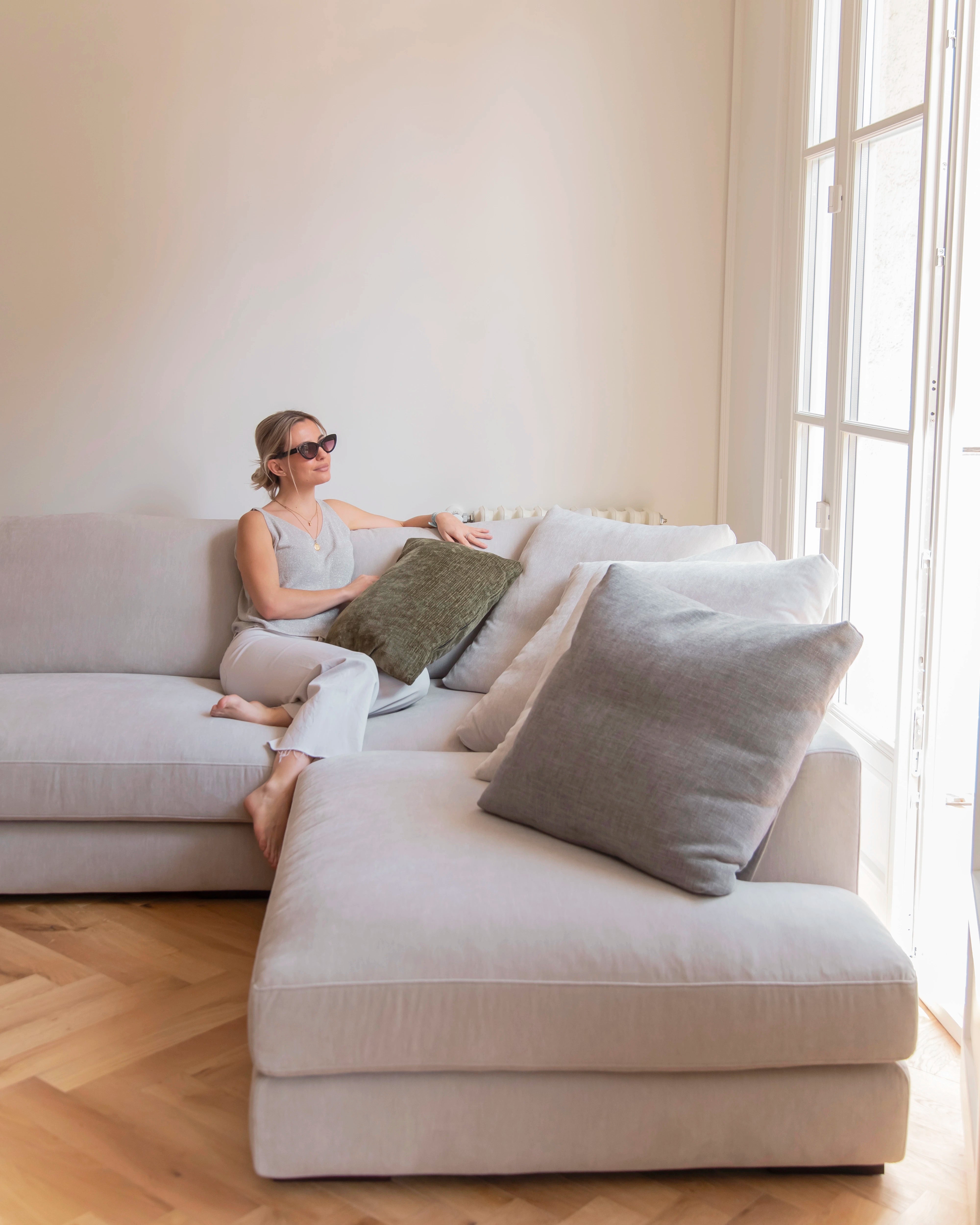 Boston 3-seater sofa with chaise longue with customizable upholstery 356 cm