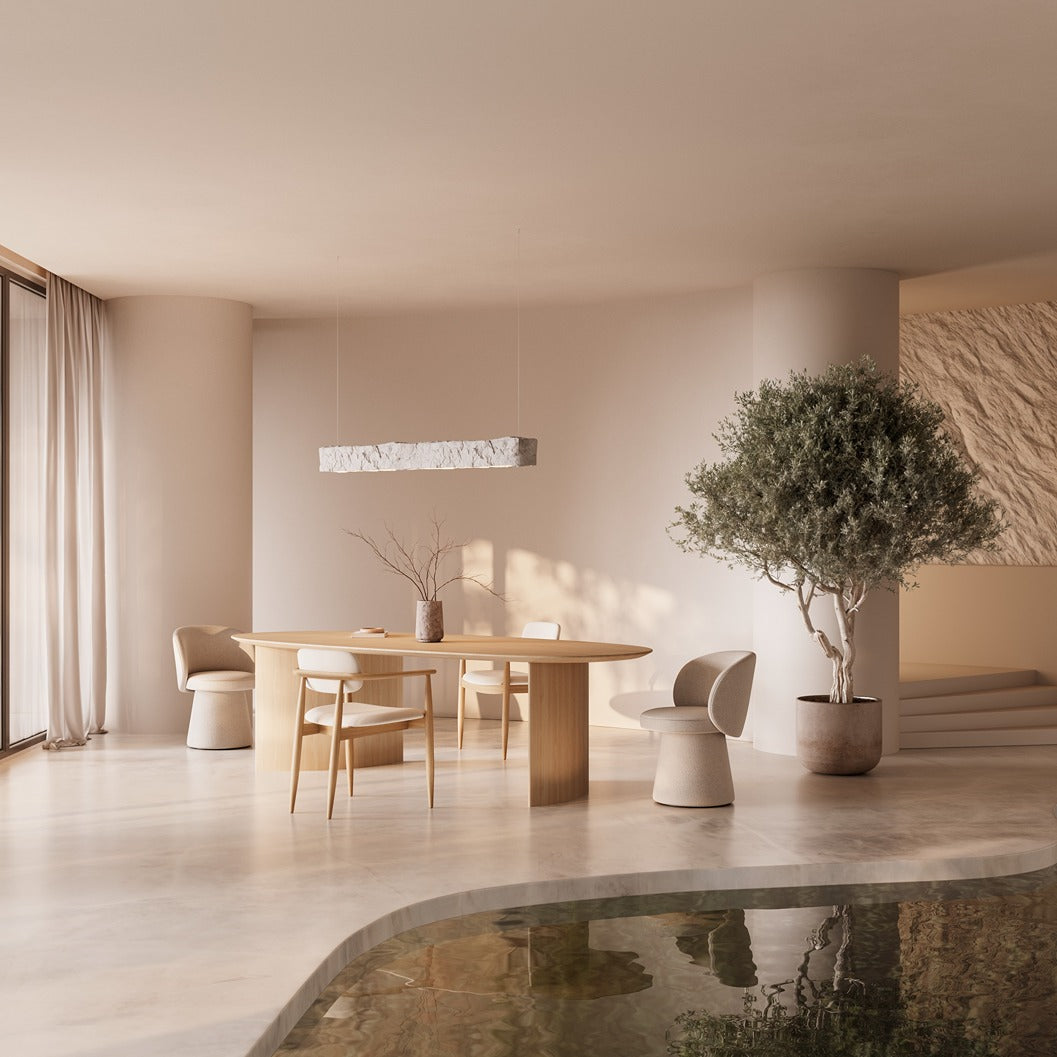 Silla Lys con acabado en madera y tapicería vita creme