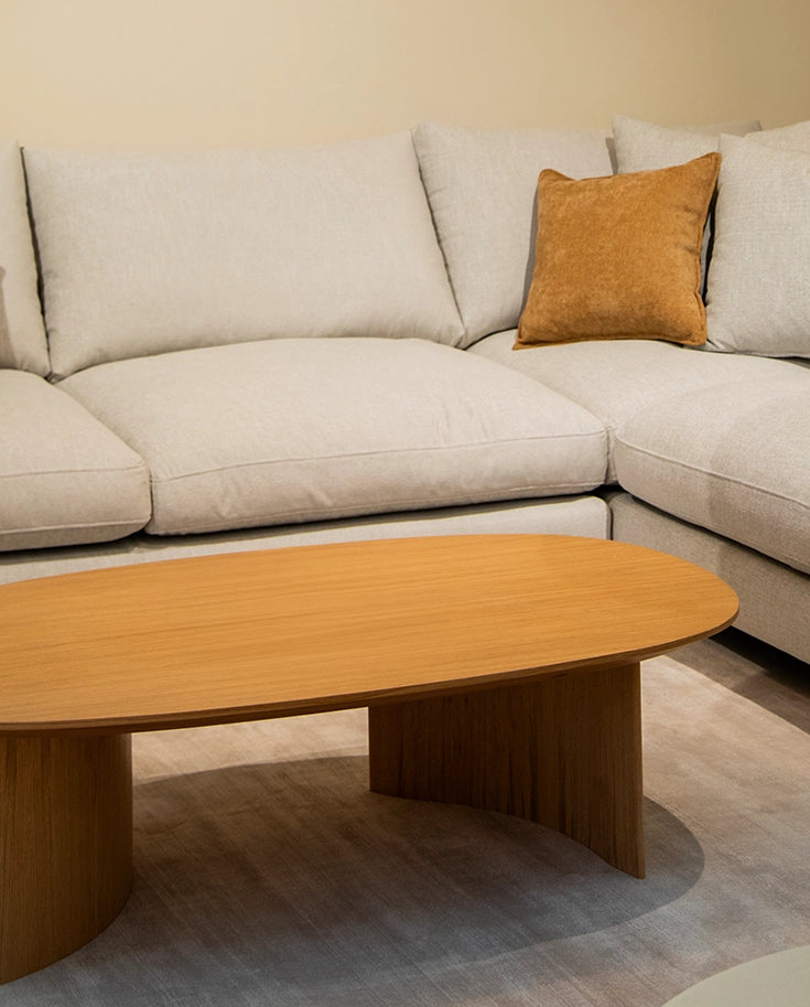Large premium quality oval oak coffee table for living/dining room Brisa