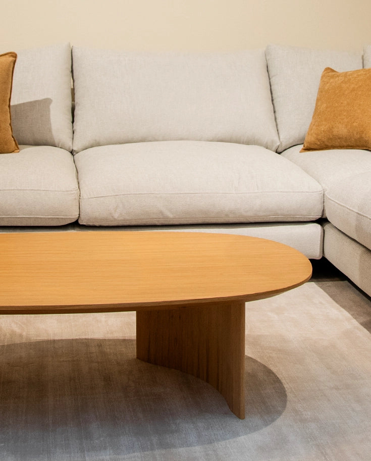 Large premium quality oval oak coffee table for living/dining room Brisa