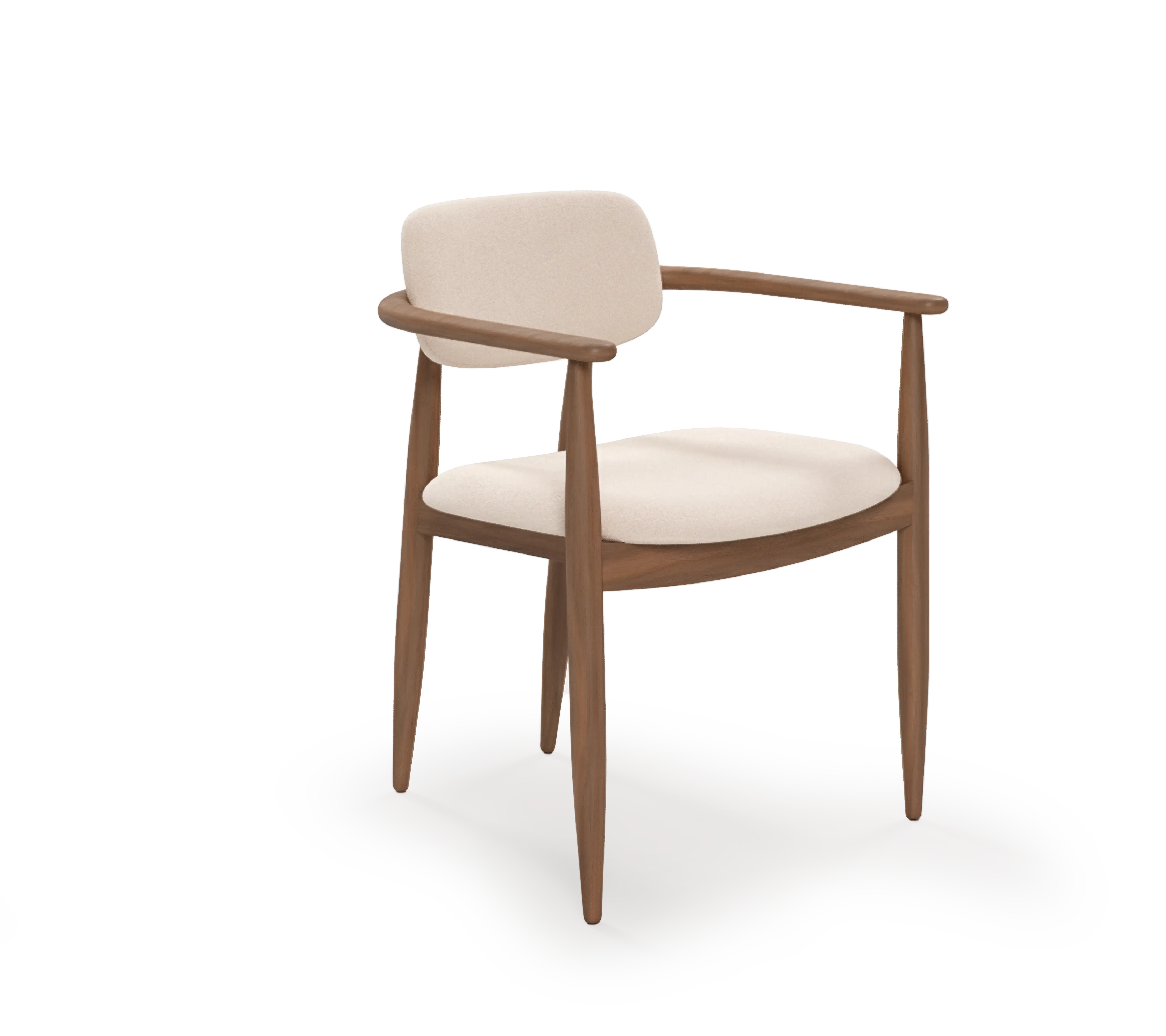 Chaise Lys avec finition bois et revêtement Vita Crème