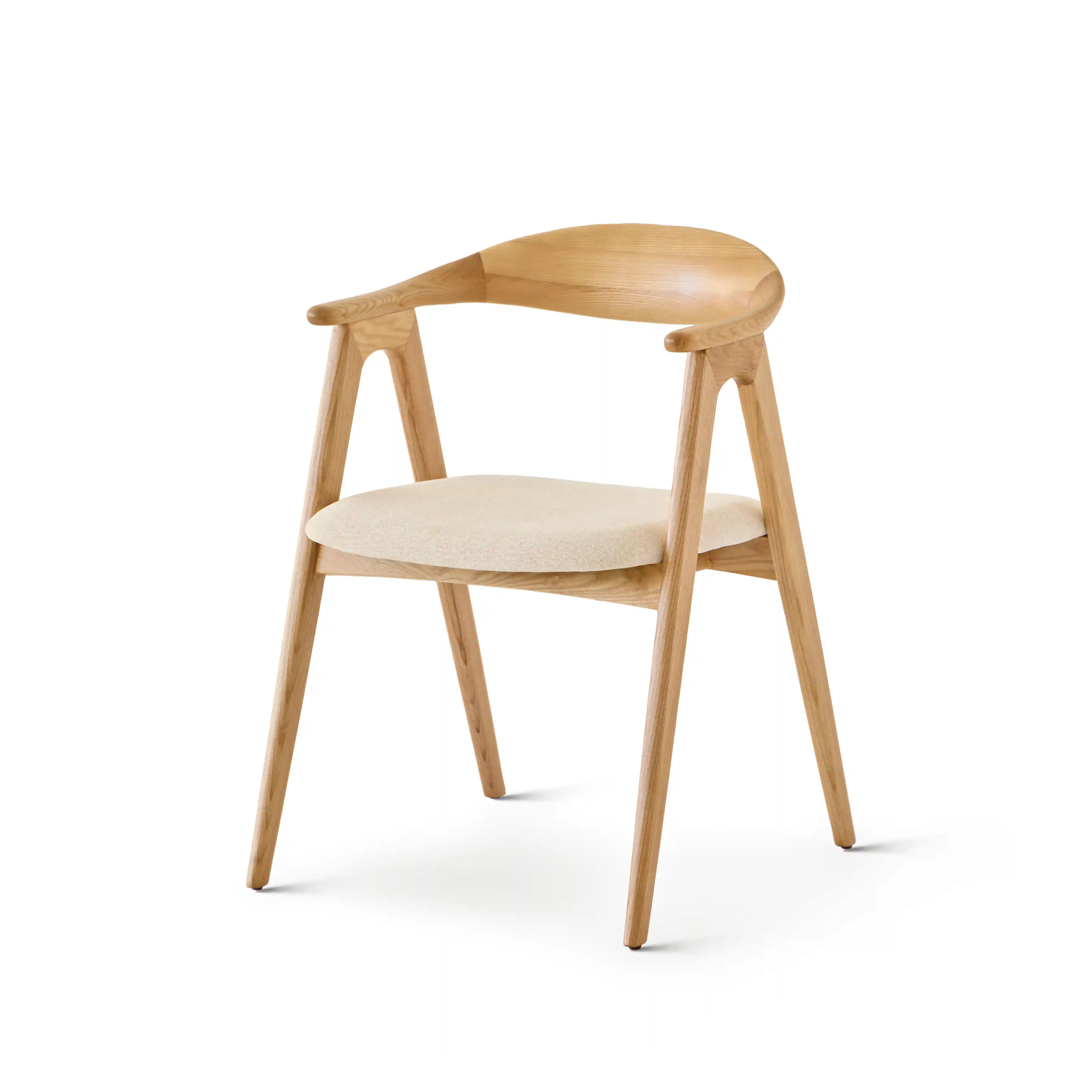 Lyra chair in different wood finishes with eos cream upholstery