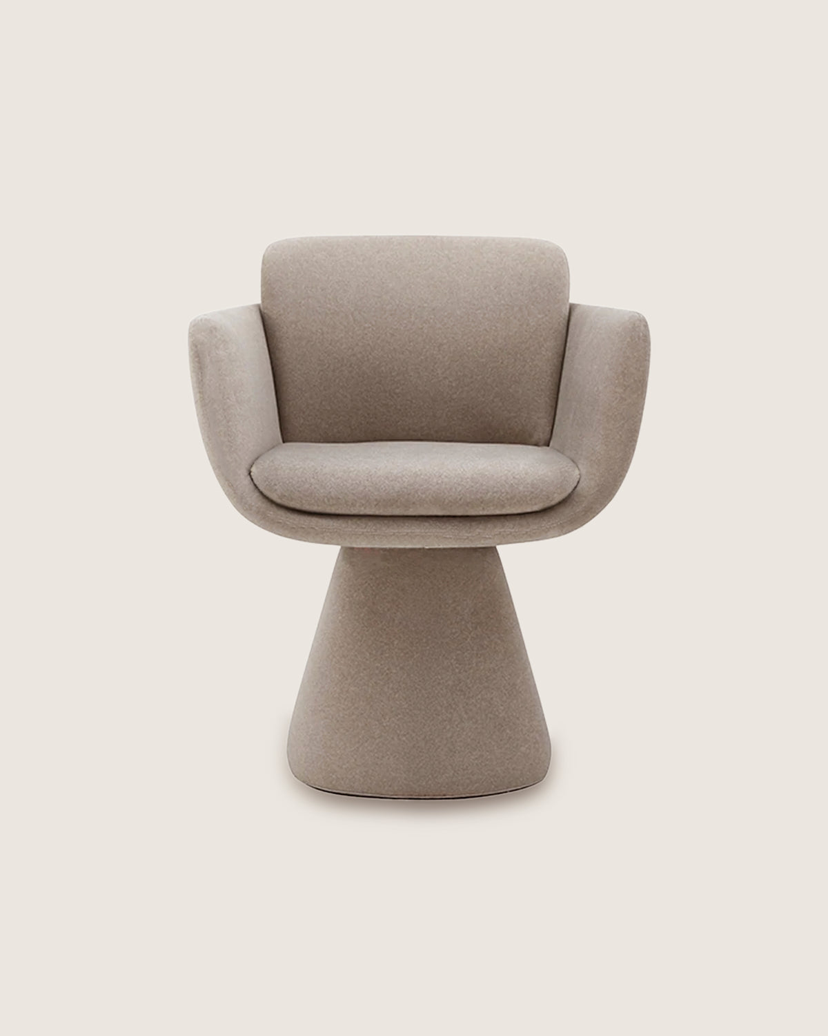 Silla de comedor giratoria con reposabrazos tapizada en Velia Beige Niza