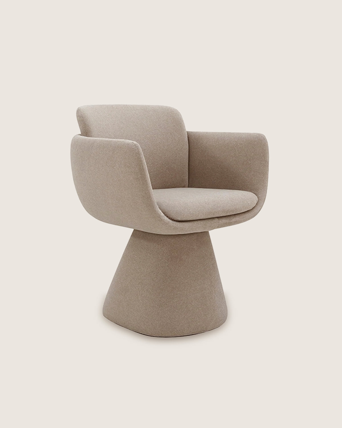 Silla de comedor giratoria con reposabrazos tapizada en Velia Beige Niza