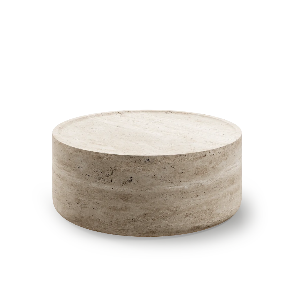 Round Coffee Table with Tivoli Traventino Marble