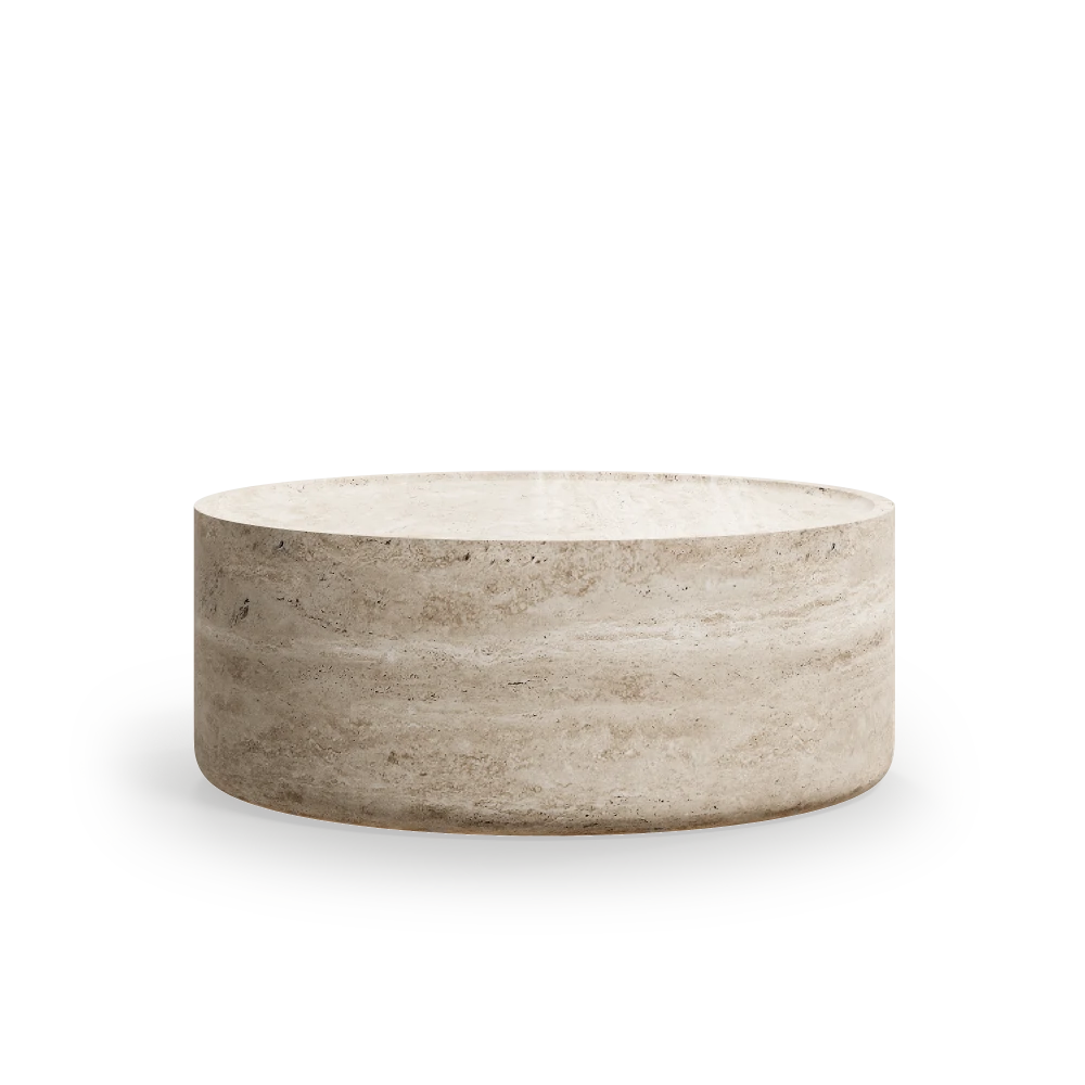 Round Coffee Table with Tivoli Traventino Marble