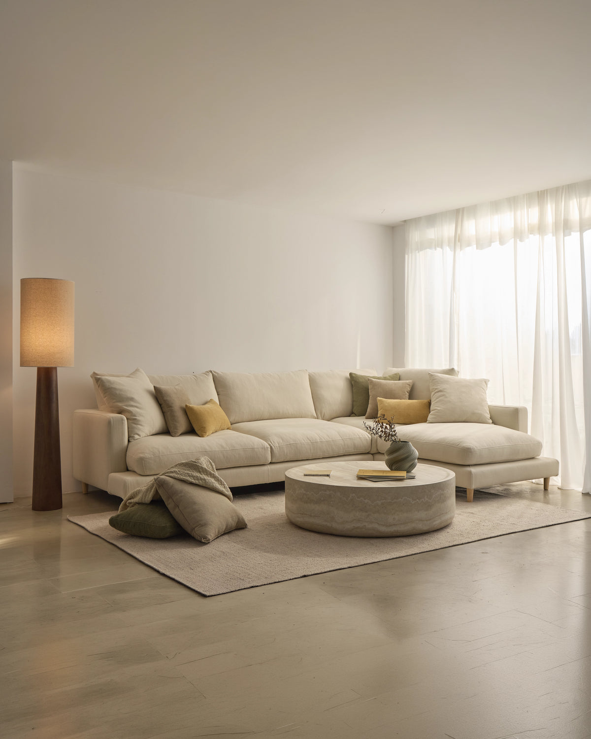 Sofá chaise longue 4 plazas personalizable moderno grande Delos