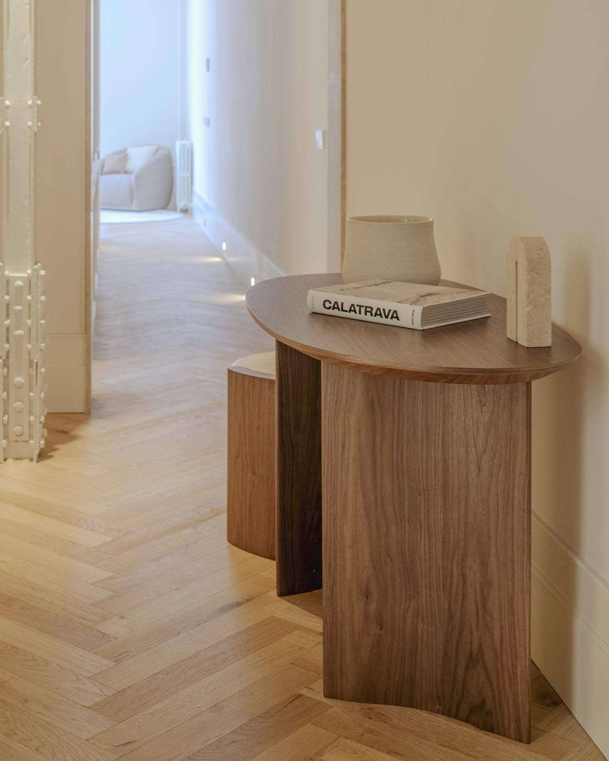 Brisa console table in different wood finishes