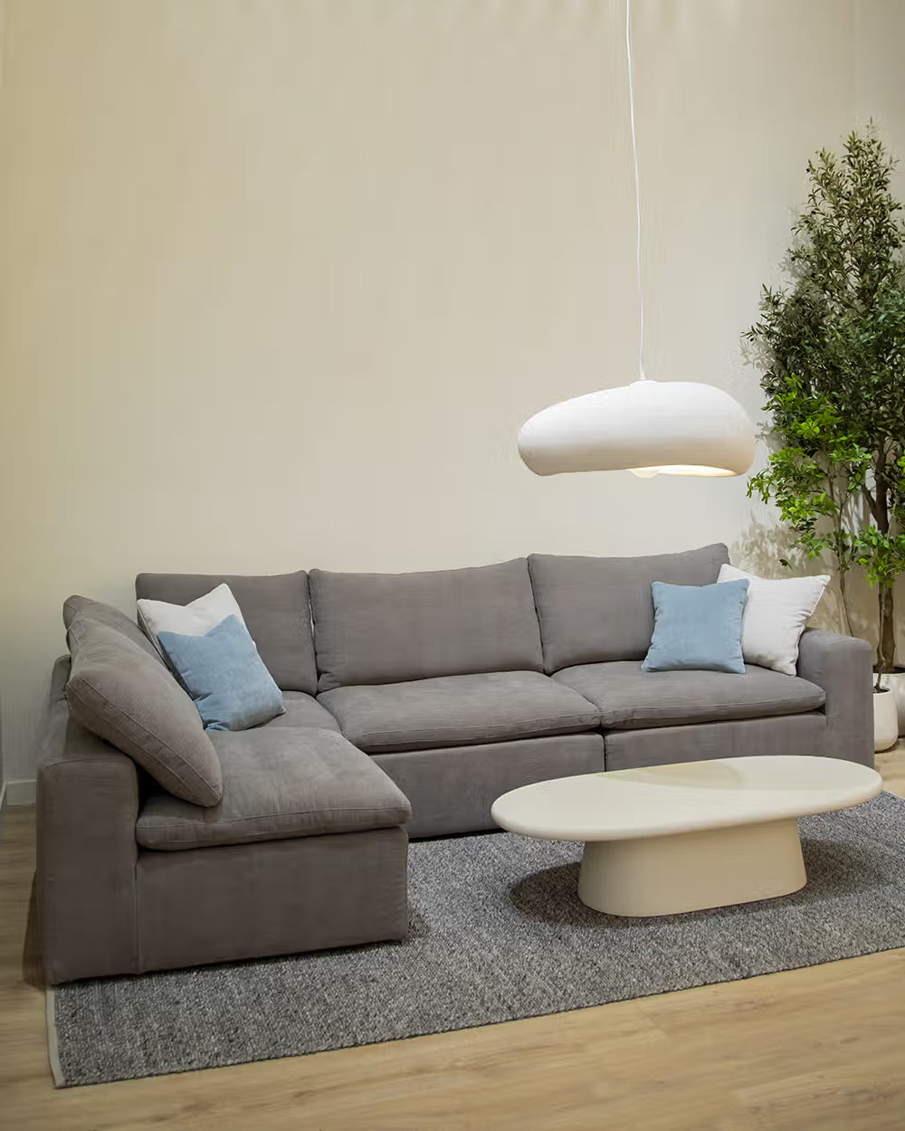 Mesa centro salón comedor ovalada microcemento calidad premium grande gris Ganges