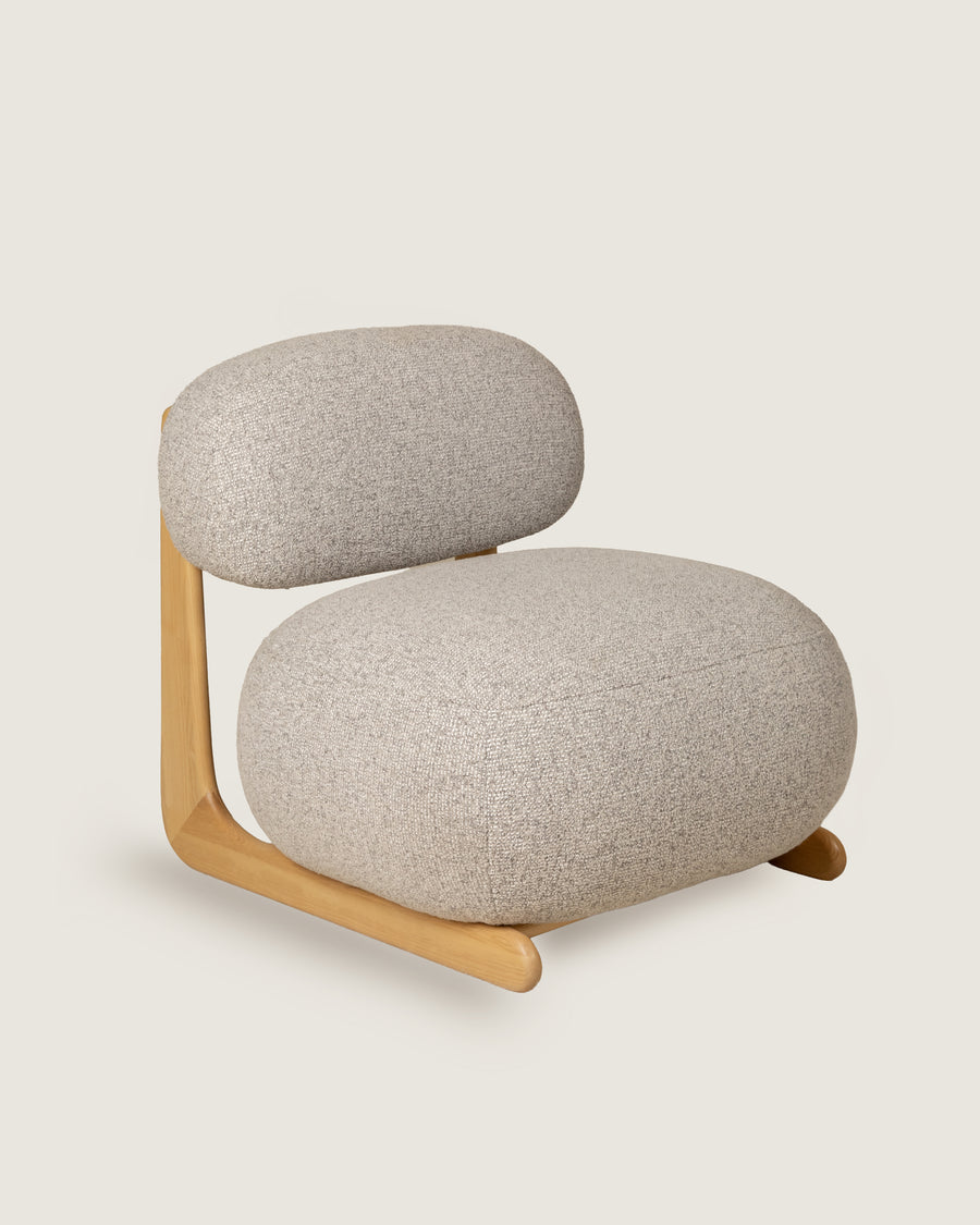 Mare armchair in ash with dolmen creme and dolmen ceniza upholstery