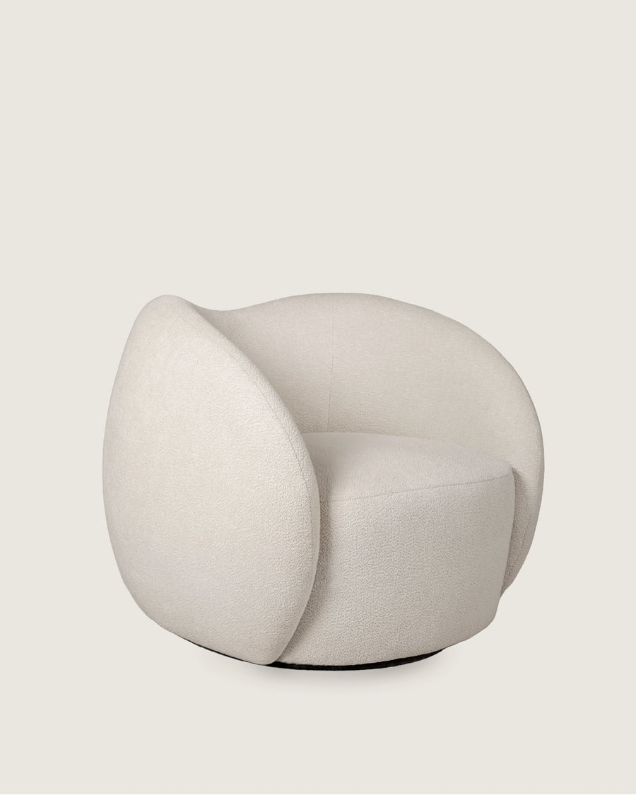 giratoria tapizada para salón o dormitorio beige de diseño hecha a mano Sofía