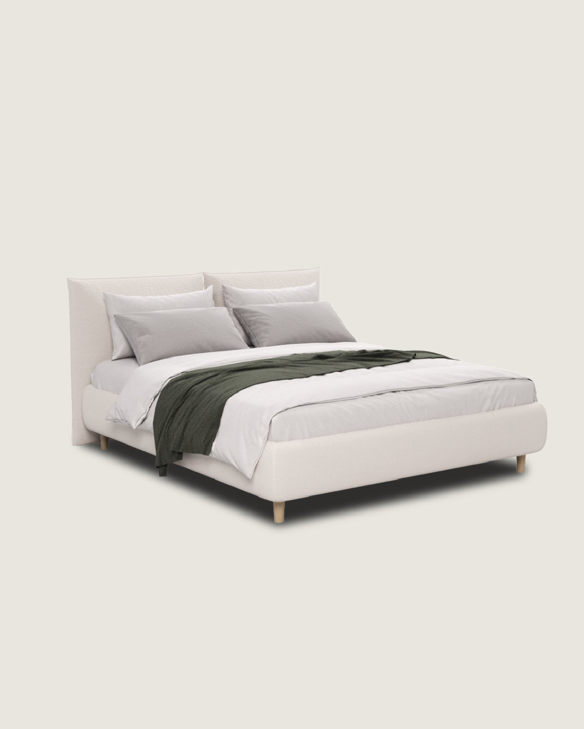Delos bed with custom upholstery for a 200 x 200 cm mattress