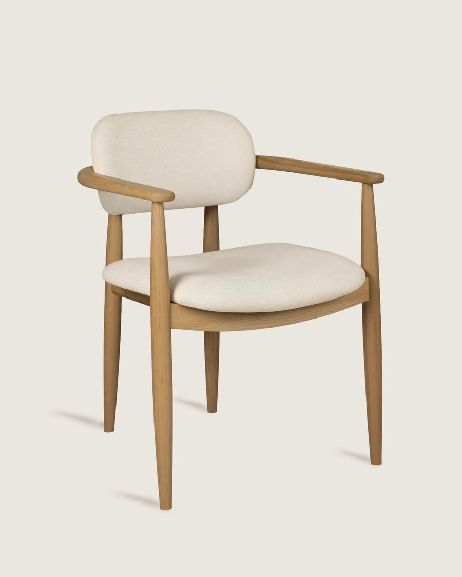 Chaise Lys avec finition en bois divers et revêtement en vita crème
