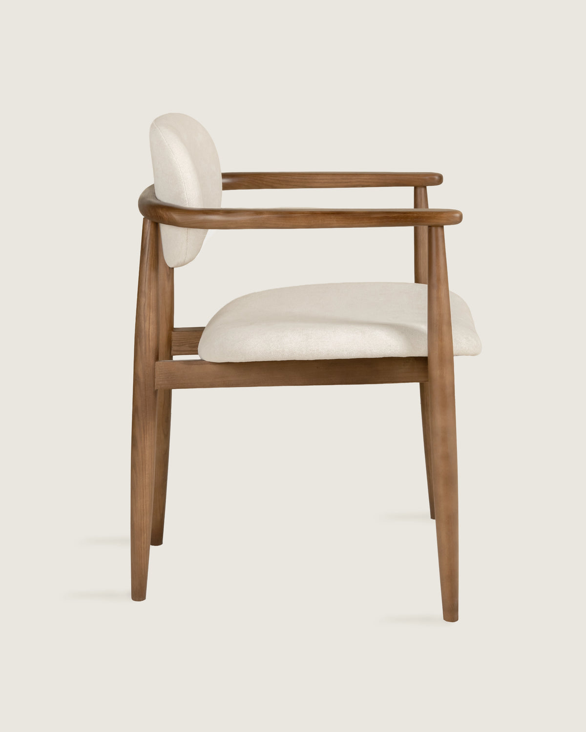Lys Nordic upholstered dining chair, solid walnut wood legs