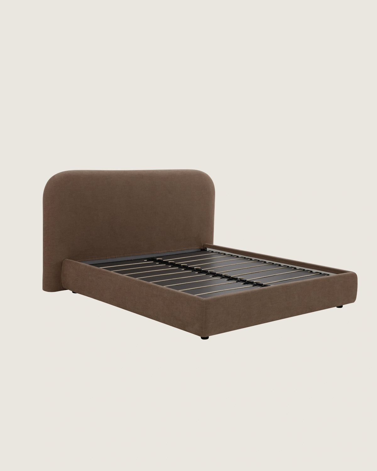 Dana bed with storage base and custom upholstery for a 160x200 cm mattress