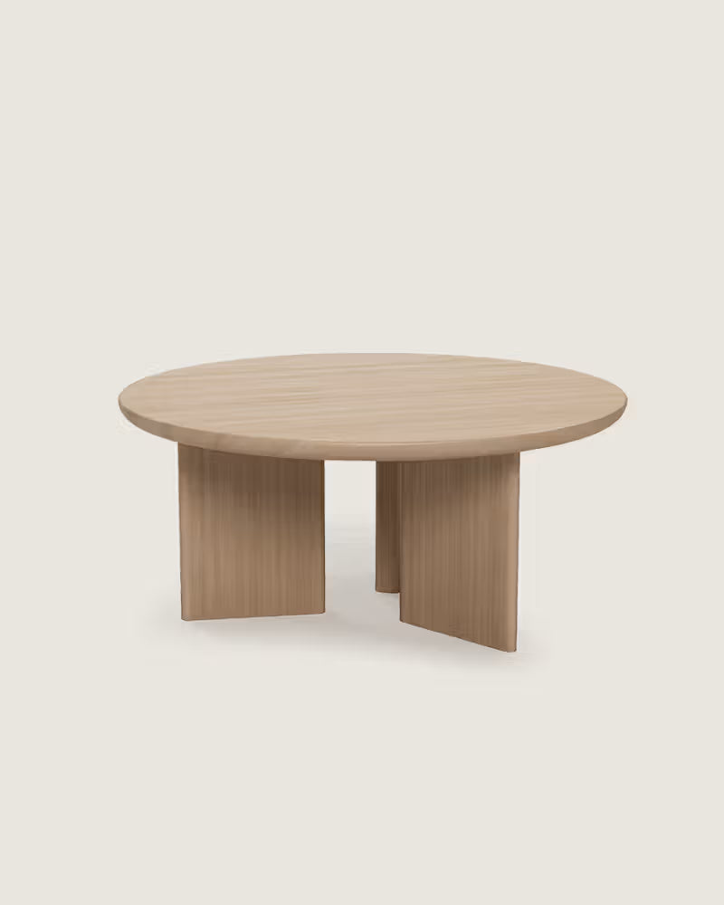 mesa centro salón comedor redonda madera calidad premium mediana roble Zen