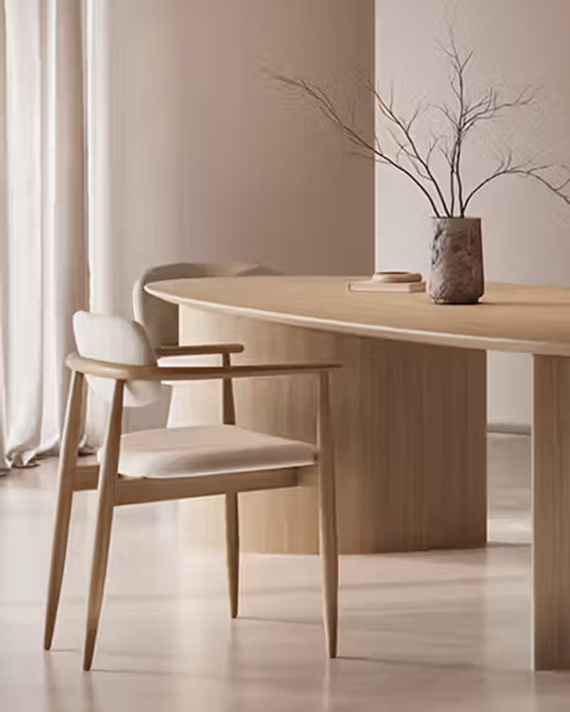 Brisa dining table in different wood finishes 230 x 105 x 75
