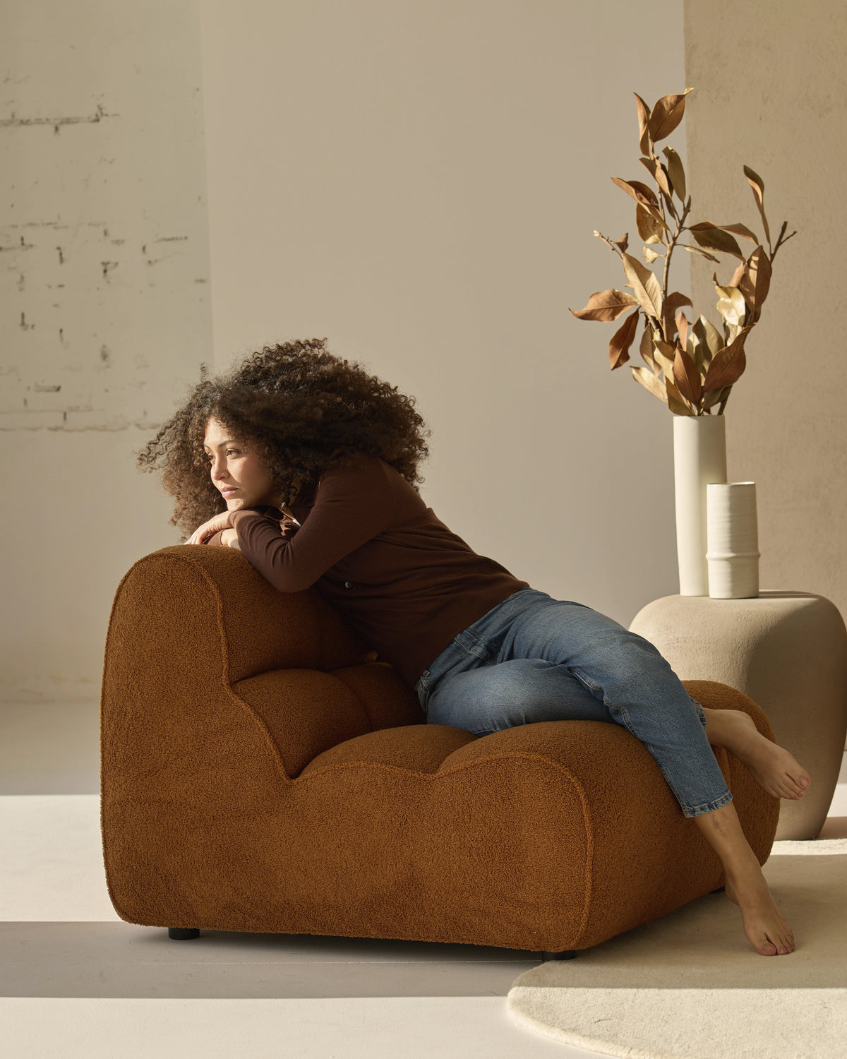 Sillón 1 plaza teja moderno grande Nude