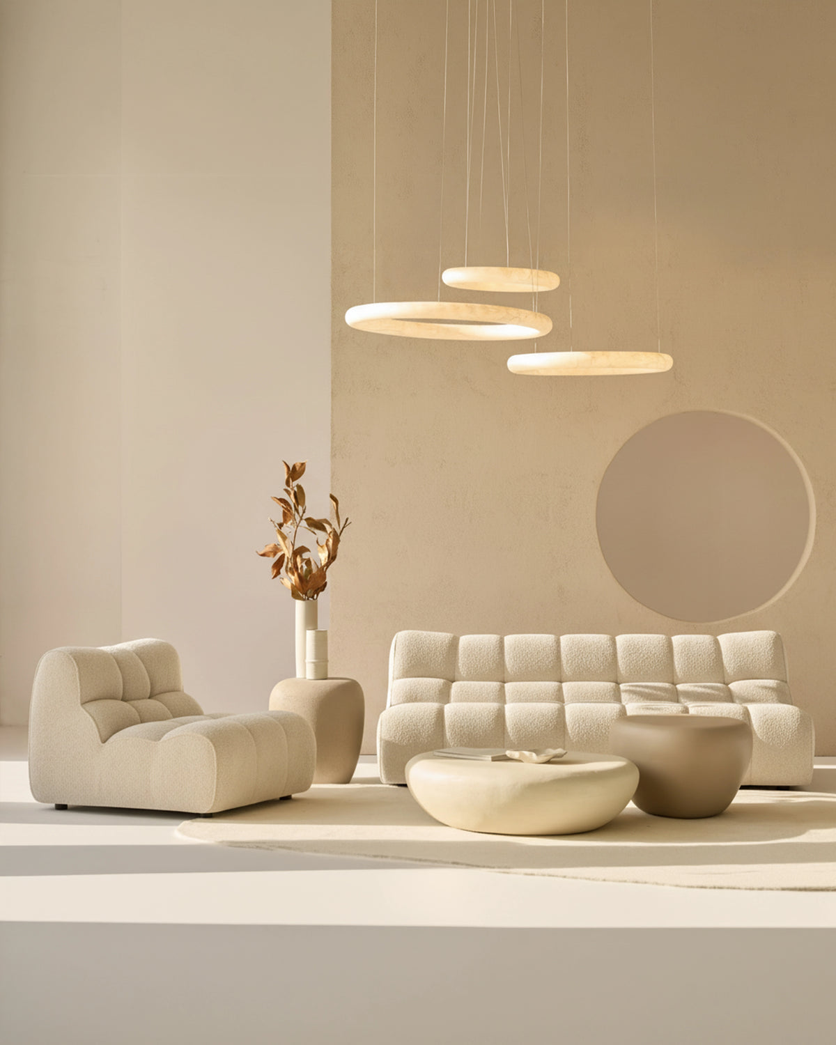 Sofá 3 plazas lineal moderno Nude Blanco