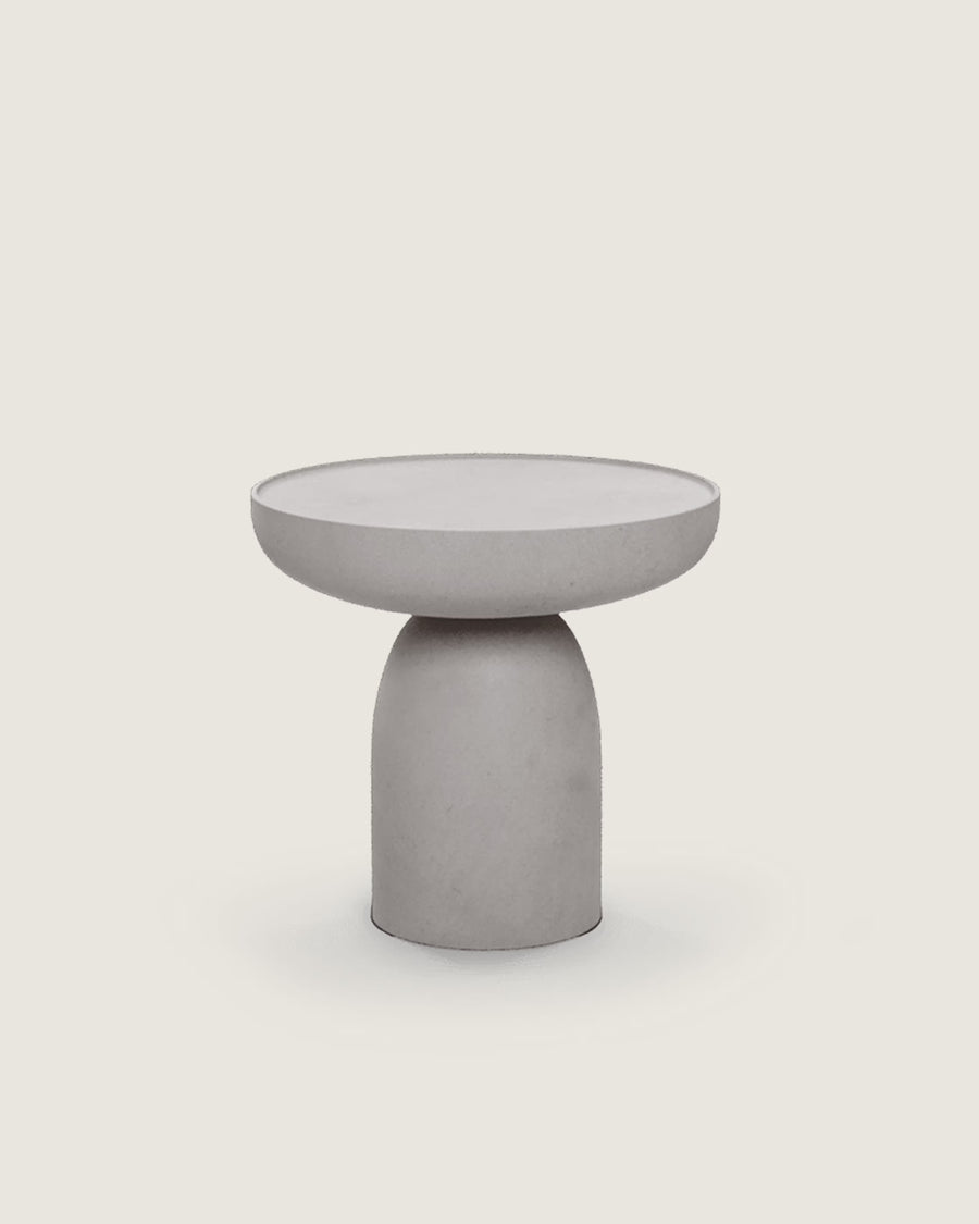 Mesa auxiliar salón comedor redonda microcemento calidad premium pequeña gris oscuro Rin