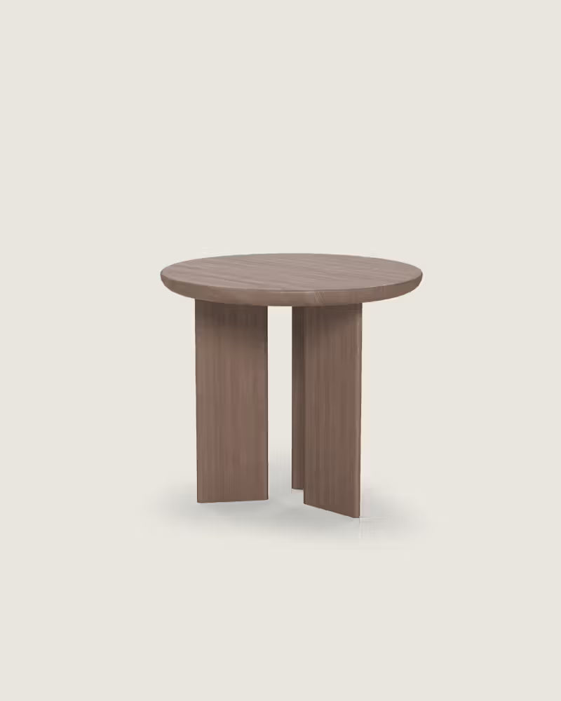 Mesa auxiliar salón comedor redonda madera calidad premium pequeña nogal Zen