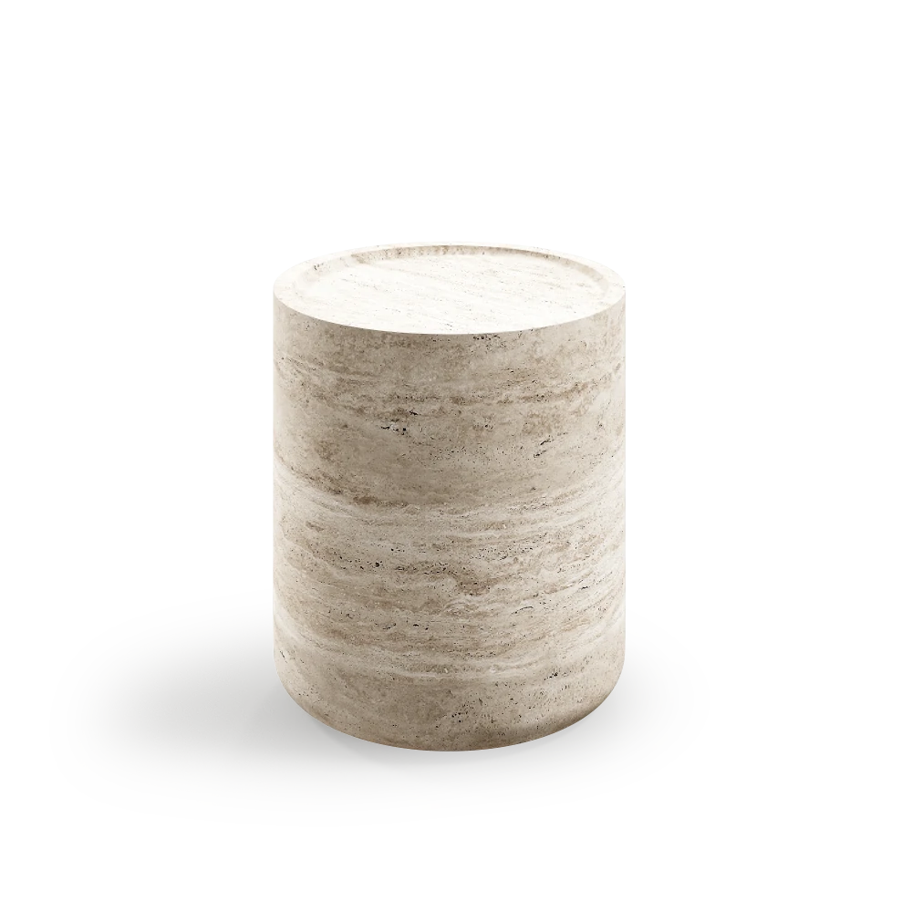 Round Side Table with Tivoli Travertine Marble