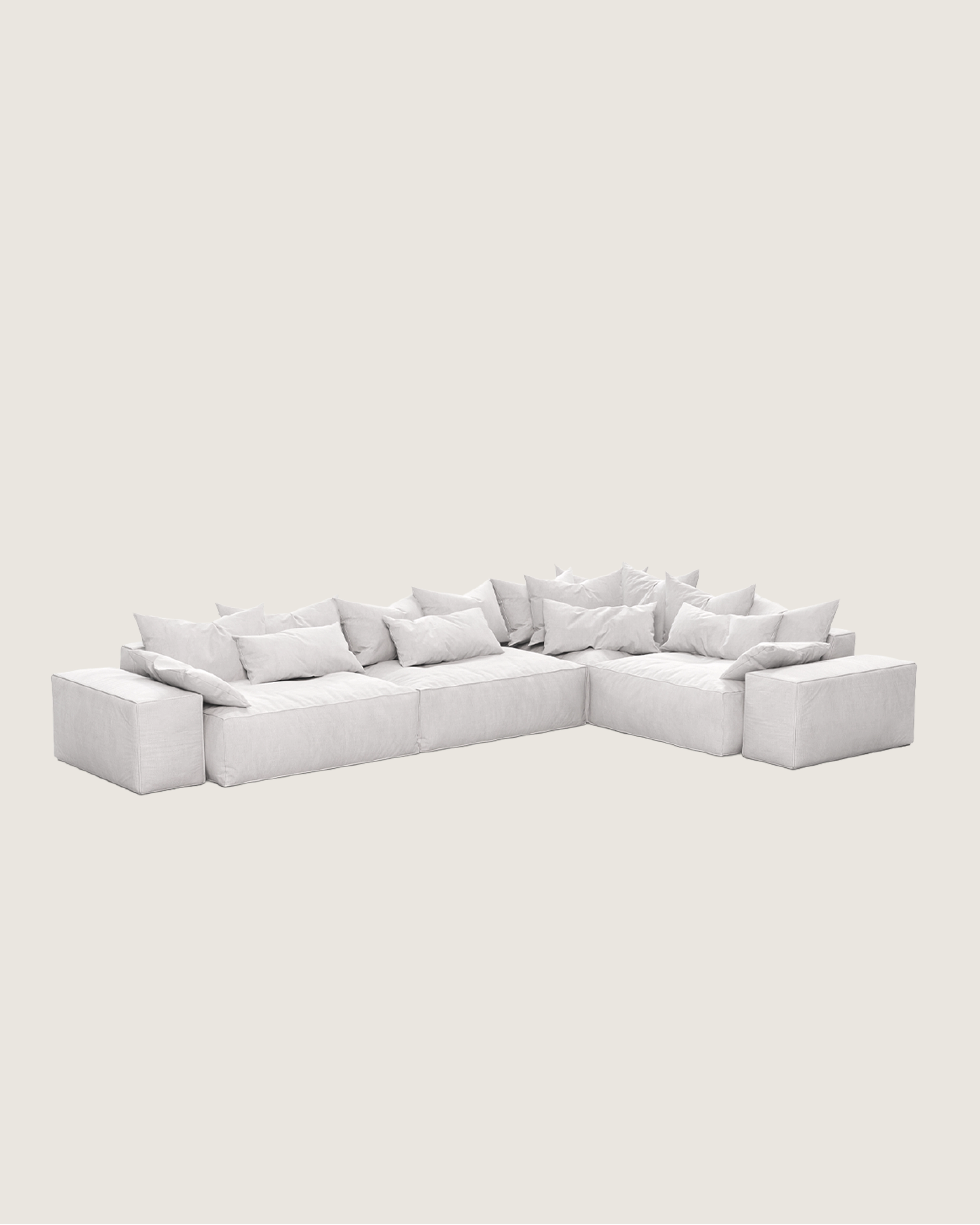 Sofá Milos rinconero con tapicería personalizada 343 x 243 cm
